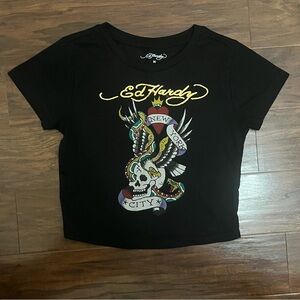 Ed Hardy Black Tee with Skull Graphic